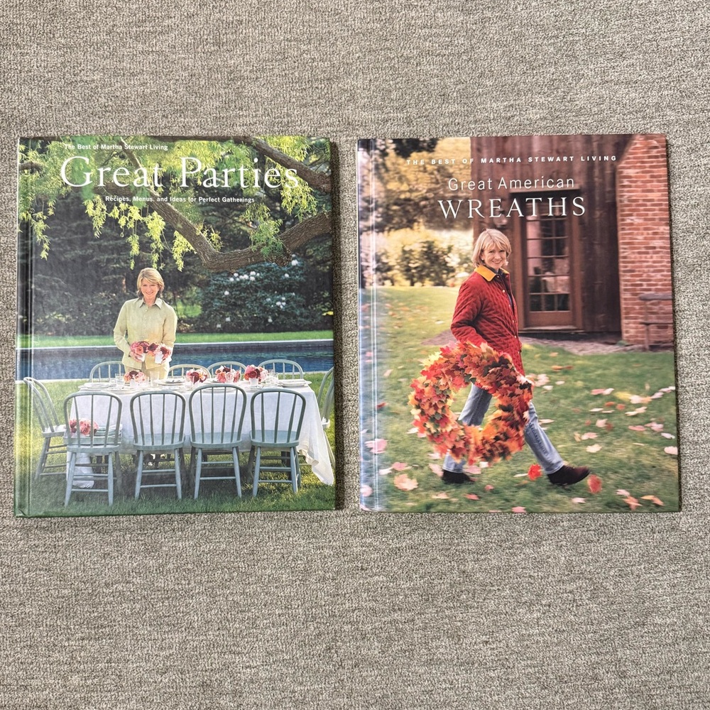 Set Of 2 Martha Stewart Books - Great Parties & Wreaths - 1996 & 1997